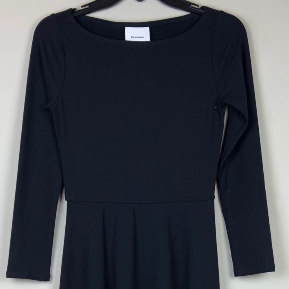 Reformation Wiley Stretch Organic Cotton Blend Fit & Flare Midi Dress Size XS - Picture 11 of 16